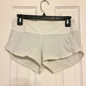 White lululemon speed up shorts